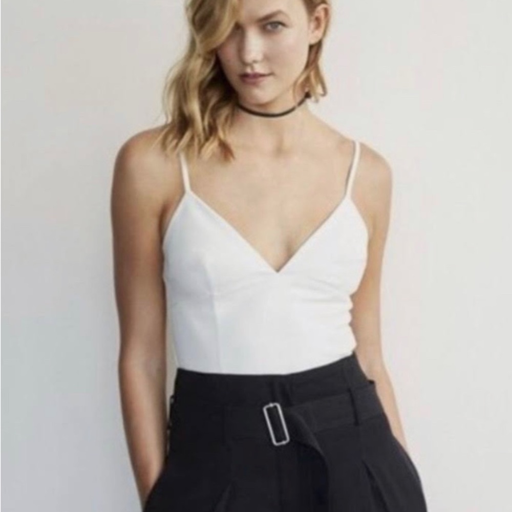 EXPRESS Karlie Kloss White Faux Leather Bralette Tank